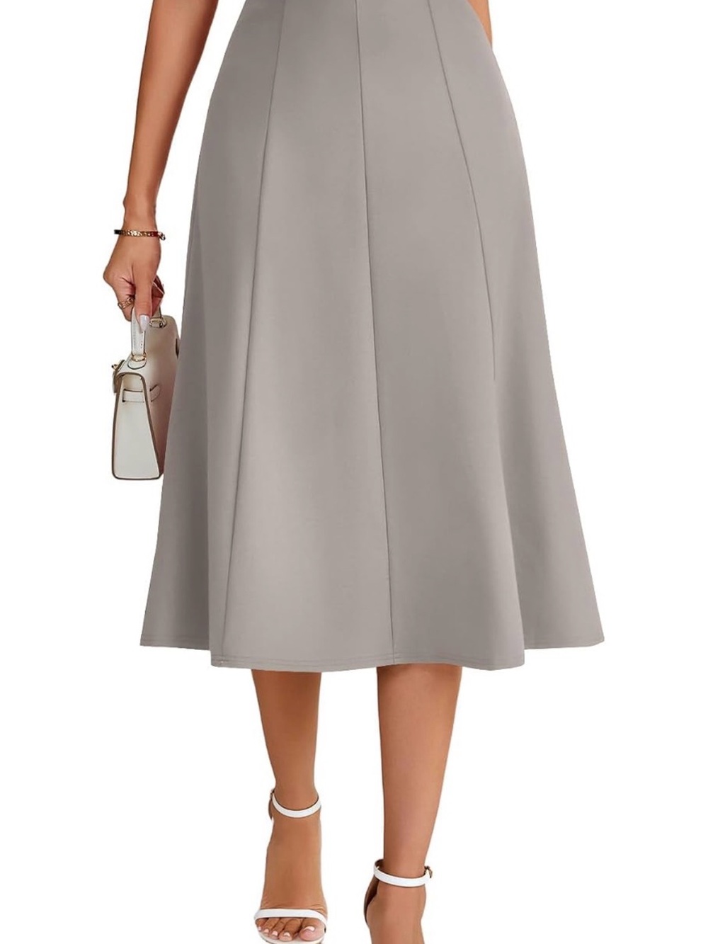 Classic A-Line Midi Skirt in Gray